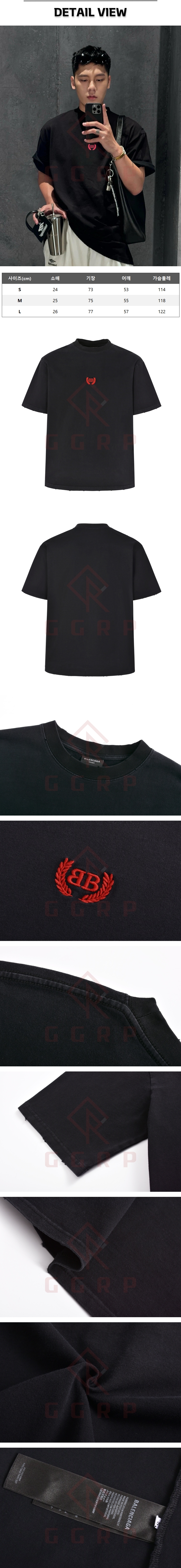 za50[잔디집] 발렌시아가 BB 라우렐 클래식 블랙 티셔츠.jpg