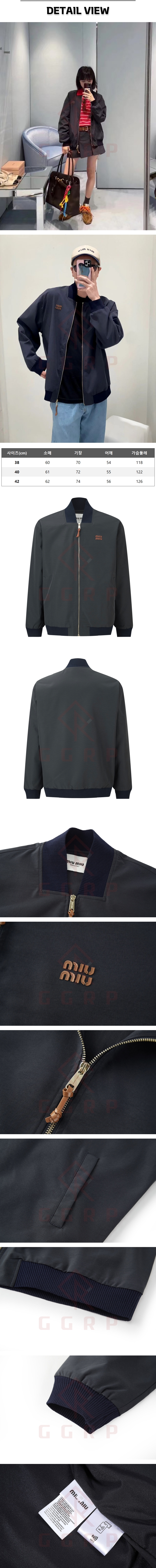 zz066[잔디집] 미우미우 로고 패치 다크 그레이 봄버 자켓.jpg