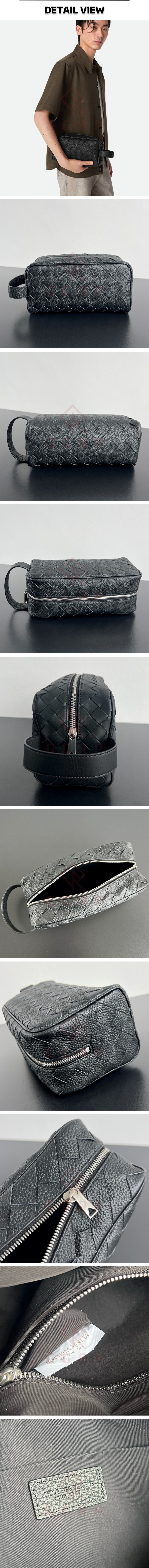 1번 1205 보테가 베네타 그레인 인트레치아토 트래블러 블랙 파우치.jpg