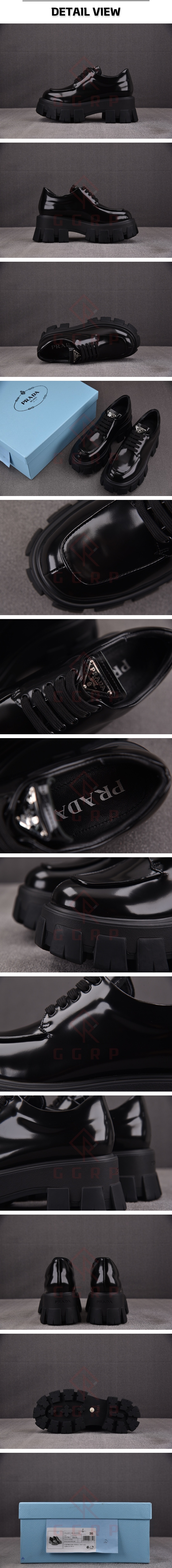 12번 1221 프라다 우먼스 블랙 레이스업 슈즈.jpg