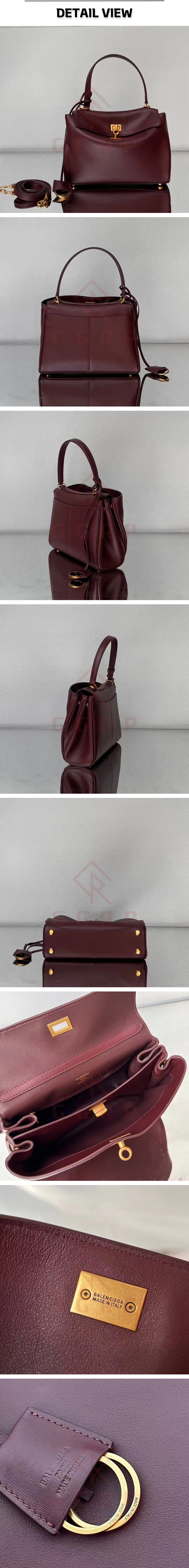 19번 0112 발렌시아가 로데오 미디엄 버건디 핸드백.jpg