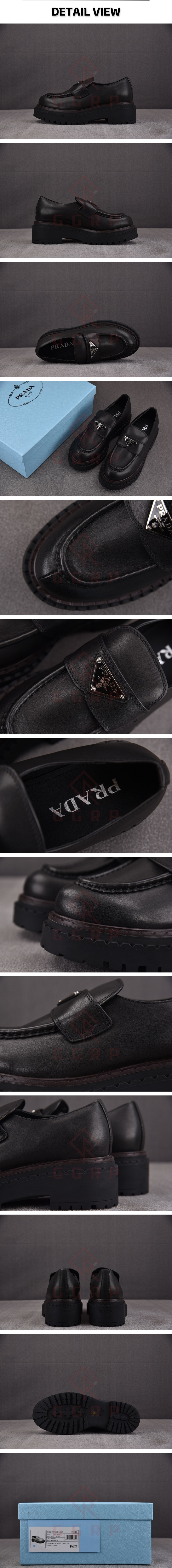 2번 1224 프라다 우먼스 더블 초콜릿 블랙 레더 로퍼.jpg