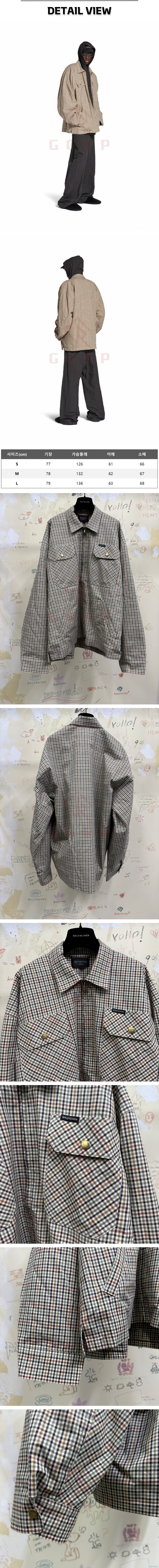 21번 1203 발렌시아가 체크 베이지 카키 셔츠 자켓.jpg