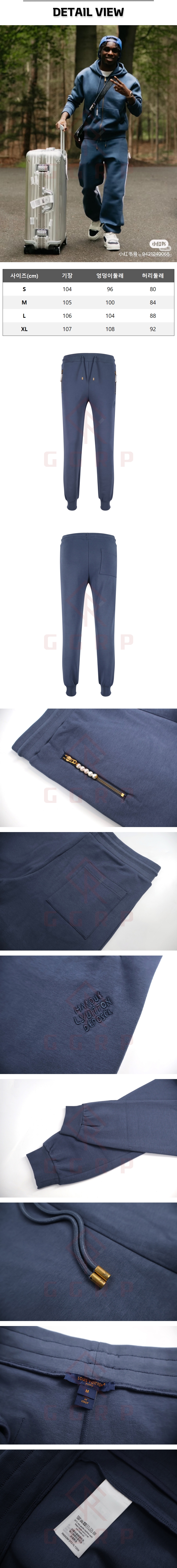 zb214[잔디집] 루이비통 엠브로이더드 블랙,블루 조거 팬츠.jpg