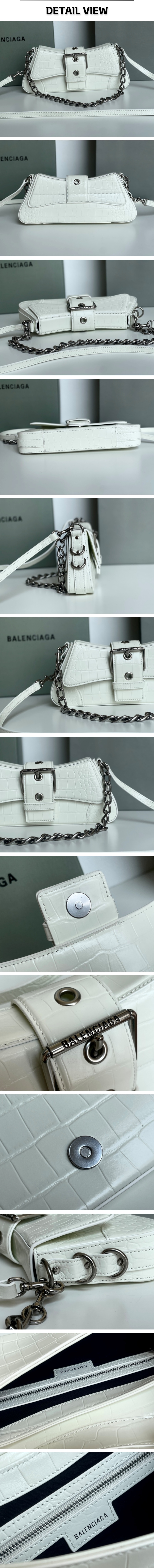 10번 0208 발렌시아가 린제이 크로커다일 이펙트 화이트 숄더백.jpg