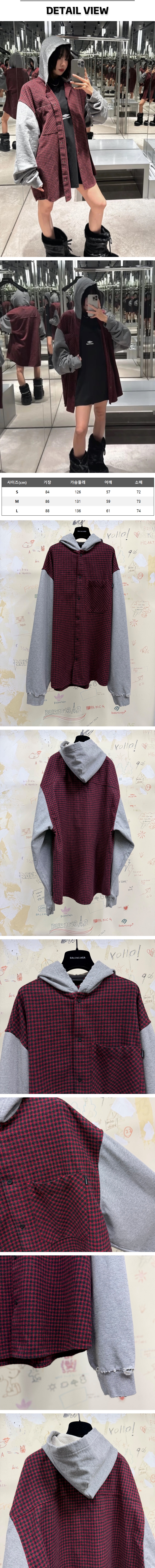 8번 0304 발렌시아가 하이브리드 체크 셔츠 후드.jpg